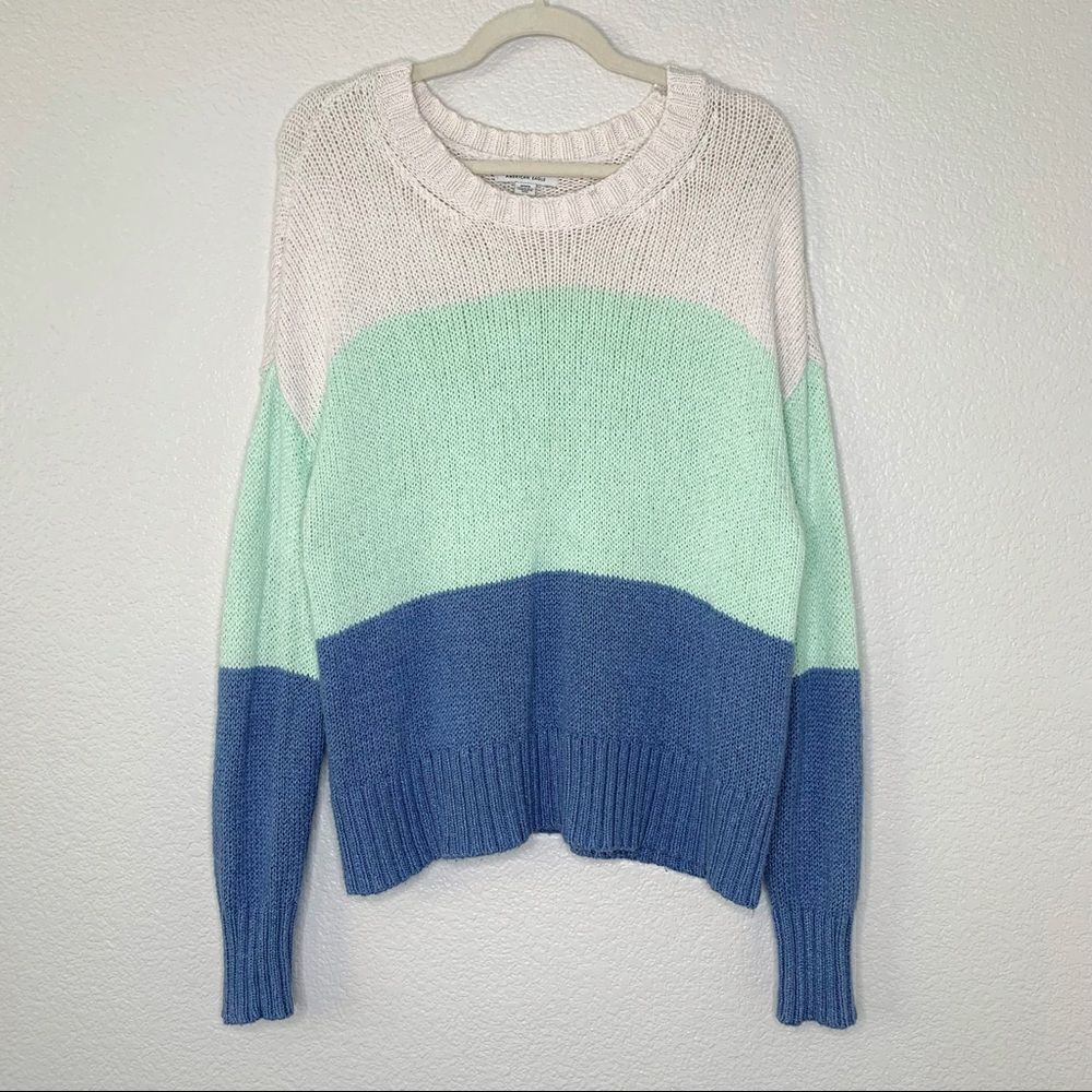 American Eagle Size Medium Colorblock Knitted Oversized Sweater, Sz Medium